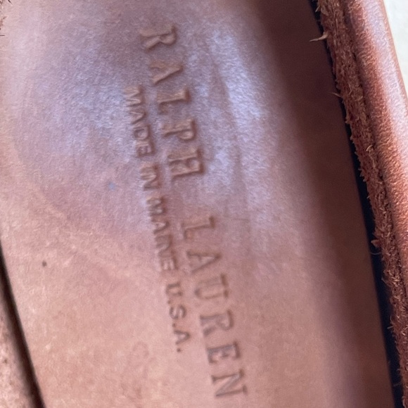 RALPH LAUREN Loafers Soft Lt Brown Leather Whip Stitched Handmade in Main USA 6B - Picture 7 of 13